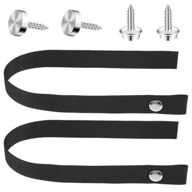 Imagem de Fyntave 2 conjuntos de correias para portas deslizantes para trailers com botão de encaixe de 45,7 cm, alças deslizantes para trailers, bolso para trailer, alças de segurança longas, botão para