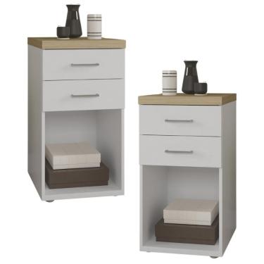 Imagem de Kit 02 Gaveteiros Para Escritório Home Office 2 Gavetas Orly A02 Olmo Branco - Lyam Decor