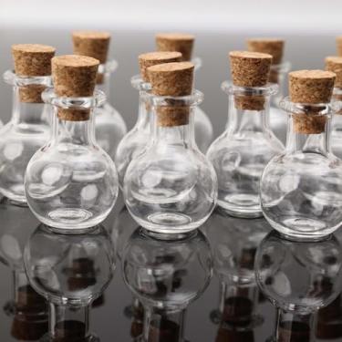 Imagem de 6 peças mini garrafas de vidro decorativas com rolha de desejos decoração de mesa pequenos berloques contas DIY artesanato exibição garrafa 3 x 1,7 x 1,7 cm