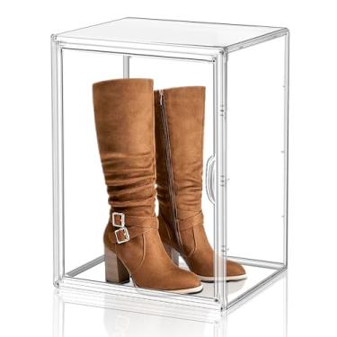 Imagem de EZJOB 2GG Organizador de armazenamento de botas altas 29 x 24 x 38 cm, estojo de acrílico transparente para exibição, bolsa de plástico, organizador para armário, caixa de armazenamento para sapatos