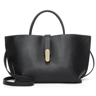 Imagem de Sacolas femininas de couro transversal bolsa grande bolsa de ombro vintage moderna Hobo bolsa feminina alça superior, Preto, free