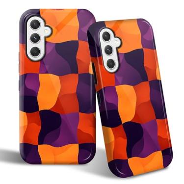 Imagem de SROJDHFJB Capa de telefone para Samsung Galaxy S25, capa protetora de 2 camadas com design estampado xadrez torcido, parte traseira rígida + TPU macio bumper capa slim fit para homens e mulheres