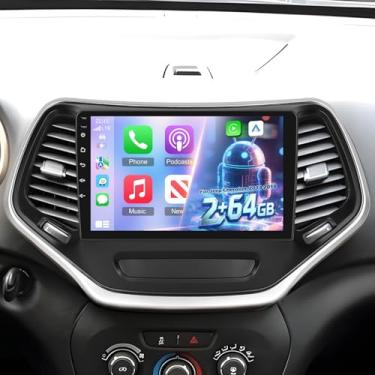 Imagem de Rádio automotivo Volxcereo 2G + 64G para Jeep Cherokee 2013-2018 com carplay sem fio Android Auto, tela sensível ao toque de 10,1 polegadas, suporte estéreo Jeep Cherokee, conexão espelhada, WiFi/GPS