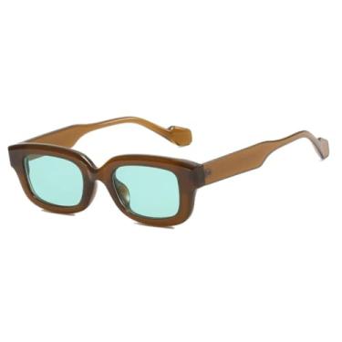 Imagem de JRLLFD Óculos de sol de luxo femininos, vintage, armação pequena, masculino, para dirigir ao ar livre, feminino, UV400 (marrom, verde)