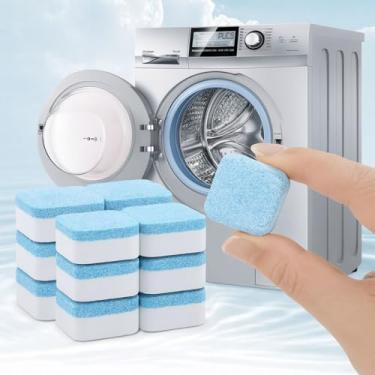 Imagem de Pastilhas de Limpeza para Máquina de Lavar Roupa, Detergente em Tabletes Azuis, Kit com 12 Unidades, Limpeza Profunda para Lavadora