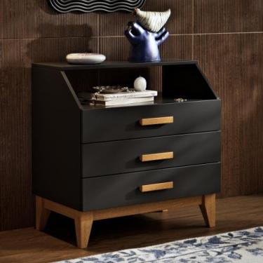 Imagem de Mesa de Cabeceira Mini Cômoda 3 gavetas para Quarto - Lojas Comprou Ch
