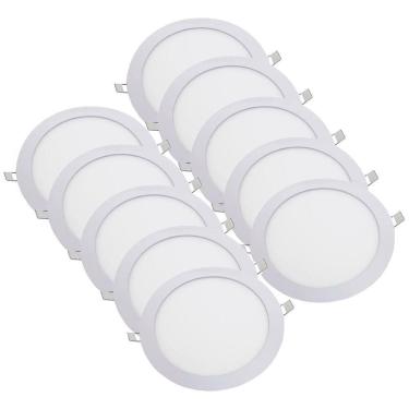 Imagem de Kit 10 Luminária Plafon Led Redondo Embutir 24W 6500K - Noll