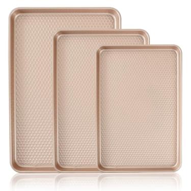 Imagem de Conjunto de 3 formas de assadeira, textura de diamante, ouro rosa