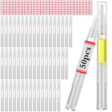 Imagem de YBEATY Pacote com 50 canetas giratórias transparentes de 3 ml, canetas de óleo de cutícula vazia com ponta de pincel, recipientes de brilho labial para viagem, aplicadores, tubo líquido para