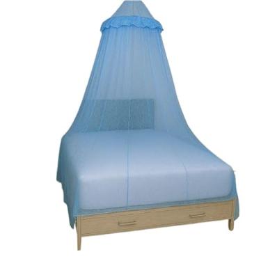 Imagem de Mosquiteiro de Teto Rendinha Casal, Queen e Solteiro com Elástico – Proteção Contra Mosquitos e Toque Decorativo(Azul,Box Queen)