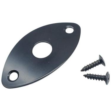 Imagem de Jack plate guitarra Oval Curvo Liso preta DOLPHIN