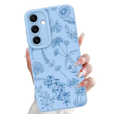 Imagem de OOK Capa compatível com Samsung Galaxy S24 Plus, estampa floral de flores silvestres azul de silicone, capa de telefone macia e fina à prova de choque para mulheres e meninas - azul flores silvestres