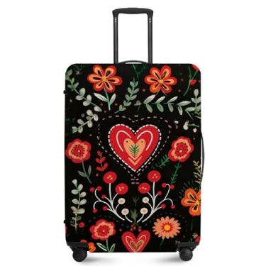 Imagem de ANNA QUEEN Capa de bagagem de viagem, capa protetora de mala de viagem elástica e antiarranhões, lavável e durável protege contra arranhões, sujeira e danos, Flores florais, XL(fits 32-34Inch suitcase