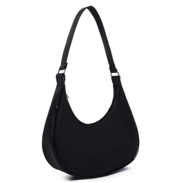 Imagem de MEIA LUA Bolsa Feminina Pequena, Macia e Leve, 20 x 24 x 4 cm, Ideal para Festas, Balada e Dia a Dia, Versátil e Elegante (Preto)
