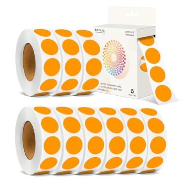 Imagem de Etiquetas redondas de codificação de cores de 9,5 cm - 10 rolos, 10.000 pontos - adesivo permanente, fácil de descascar, cores vibrantes, etiquetas de pontos de cor redonda para organizar (laranja)