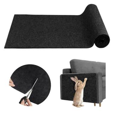 Imagem de kathson Almofada para arranhar coelhinho de 2 m, tapete autoadesivo de coelho para sofá e protetor de parede, tapete de arranhador de unhas cortável para piso de gaiola de animais pequenos (preto)