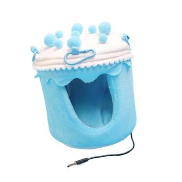 Imagem de Generic de inverno aconchegante de pelúcia em formato de bolo, acessório criativo para gaiola, esconderijo para papagaios e calopsitas, Azul