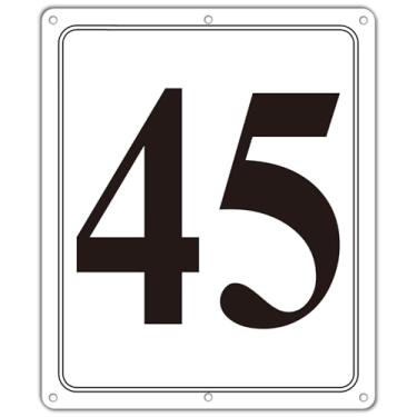 Imagem de i-CowFun Placa numerada de metal premium externa, refletiva de 30,5 x 25,4 cm, placas numeradas de alumínio grandes 45 para estacionamento, quadra de tênis, campo, armazém, corredor, edifício, doca