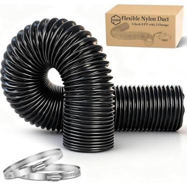 Imagem de DHGBD Mangueira de duto de nylon flexível de 8 polegadas - Mangueira de ventilação resistente ao calor para aquecedor de ar a diesel, sistemas de ventilação e escapamento, tubo flexível de nylon