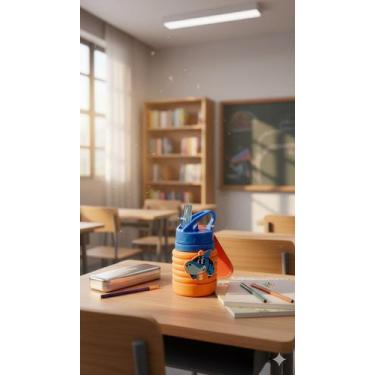 Imagem de Garrafa Infantil Puket Retrátil Dobrável Tubarão Futevôlei