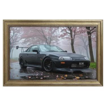 Imagem de HouLaiZhe JDM Tapetes de mesa para carro, árvore de cerejeira, JDM R32, mouse pads para jogos, tapetes de mesa grandes para teclado de mesa, tapete de computador 18 x 12 polegadas (45 x 30 cm)