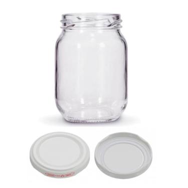 Imagem de Kit 15 unidades - Pote de vidro Redondo Conserva 267ml - Tampas Brancas
