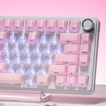 Imagem de XVX Crystal Jelly Teclas 75 por cento, lindas teclas personalizadas 95 teclas com 20 teclas transparentes, perfil cereja para 61/68/84/87 Cherry Gateron MX mecânico, impresso lateral, rosa