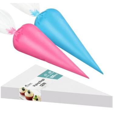 Imagem de HOTEC Sacos de confeitar, 100 unidades de sacos de confeitaria descartáveis de 30,5 cm, saco de confeiteiro antiexplosão espesso para cupcake de bolo, cobertura de creme e decoração de biscoitos