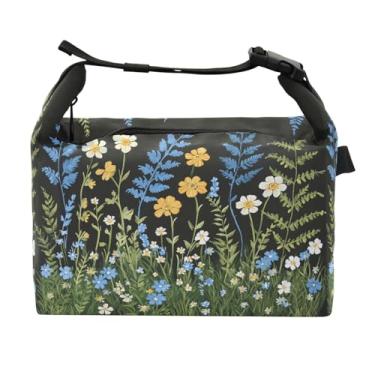Imagem de STAYTOP Linda lancheira de flores silvestres com fivela, lancheira isolada para meninos e meninas, lancheira térmica para trabalho escolar