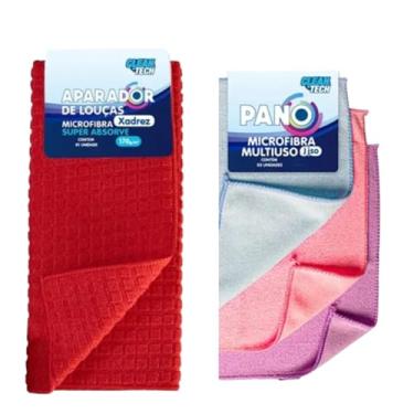 Imagem de APARADOR ESCORREDOR TAPETE PARA LOUÇAS 30X40 CM PARA BANCADA E PIA COM 03 PANOS MICROFIBRA 200 grs - 30X30 CM - APARADOR XADREZ LISO E PANOS LISOS- SORTIDOS-