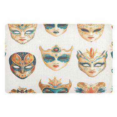 Imagem de Qilmy Máscara de carnaval de carnaval capachos para ambientes externos 81 x 50 cm, tapete de boas-vindas interno, tapetes de banho fofos, capacho frontal antiderrapante para entrada, pátio, áreas de