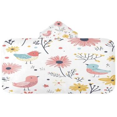 Imagem de Burbuja Toalha de banho com capuz de flores de jardim para crianças, toalha de praia de pelúcia macia absorvente para chá de meninas e meninos 3-10 anos, 61 x 127 cm
