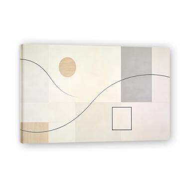 Imagem de Minimalismo sensorial Arte em tela minimalista: Serenidade tons neutros grande área em branco para decoração de espaço calmo 19 x 30 cm emoldurada