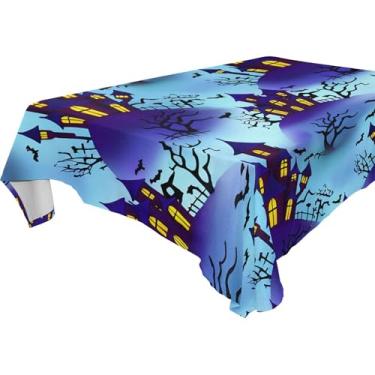 Imagem de Burbuja Toalha de mesa Haunted Houses, toalha de mesa quadrada anti-rugas grossa para decoração de jantar, cozinha, festa, 137 x 137 cm