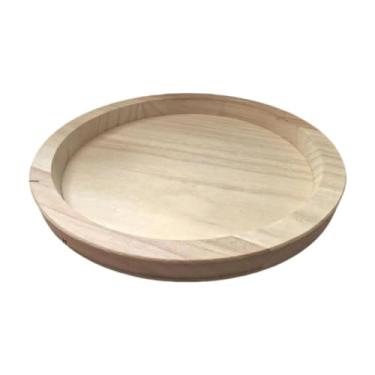 Imagem de WeiLaiKeQi Bandeja Porta-Velas de Madeira, Prato Redondo para Jantar, Prato Redondo para Sobremesa, Bandeja de Madeira para Servir Perfumes, C