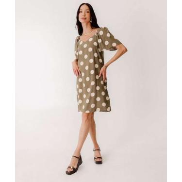 Imagem de Vestido Feminino Manga Curta Estampa Poá Marisa-73793, Verde, P