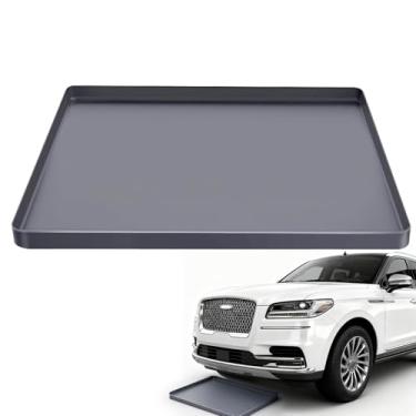 Imagem de Tapete de drenagem de óleo para debaixo do carro, 86 cm x 55 cm Tapete de gotejamento de silicone para piso de garagem, com borda elevada, bandeja de gotejamento de óleo para troca de carro, bandeja