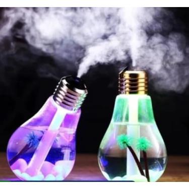 Imagem de Umidificador De Ar Aromatizador Difusor Aromas Formato Lâmpada Ultrassônico Purificador LED Casa Escritório Quarto Ambientes Abafados Óleo Essencial Abajur Colorida Elétrico Aromaterapia