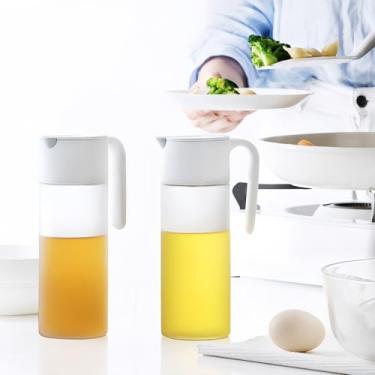 Imagem de Ahberxig Dispensador de garrafa de azeite de oliva de vidro de 535 ml com tampa de despejo automático para cozinha (2 peças)