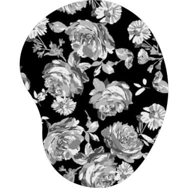 Imagem de Mouse Pad Ergonômico Gota Arte Floral Preto e Branco Vintage