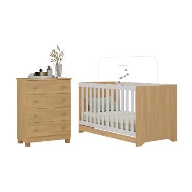 Imagem de Berço Americano 3 em 1 com Cômoda 4 Gavetas Allegra Multimóveis Mp4688 Madeirado