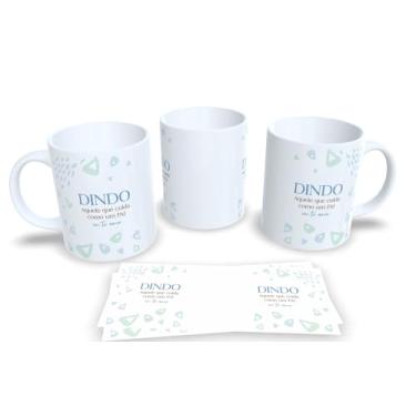 Imagem de Caneca de Cerâmica Personalizada Dinda eu amo você, Design Floral com Coração, Branca (5)