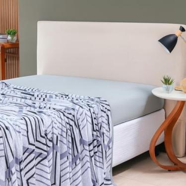 Imagem de RAVATEX, Lençol de Cima Solteiro Malha 100% Algodão Estampado Avulso sem Elástico Cinza
