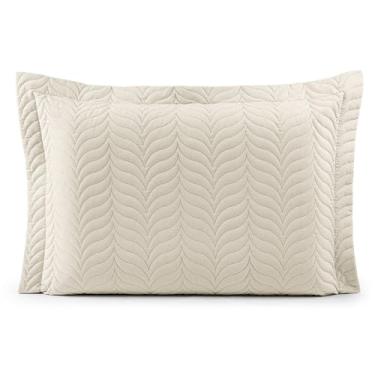 Imagem de Porta Travesseiro Avulso Matelassê, Palha, 50x70 cm, 100% Algodão Percal 150 Fios, Fechamento em Zíper, Premium com Acabamento em Debrum