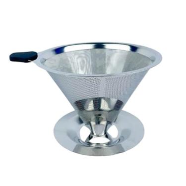 Imagem de Coador de Café Inox 103 Reutilizável com Alça de Silicone | Filtro Peneira Aço(102)