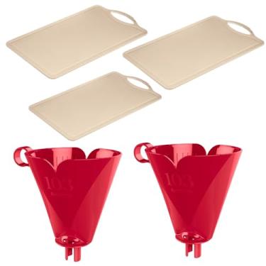 Imagem de Conjunto de 2 Suporte para Filtro de Café 103 Vermelho + 3 Tábua de Cozinha Multiuso Pequena Cinza
