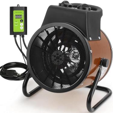 Imagem de Aquecedor de estufa com termostato digital, Aquecedor de tenda de crescimento, Aquecedores ao ar livre para pátio, Proteção contra sobreaquecimento, Aquecimento rápido para casa verde, Marrom