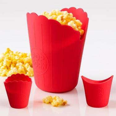 Imagem de Pipoqueira De Silicone Yab Vermelha Para Microondas Dobrável Durável Fácil Limpeza Ideal Pipoca Sem Óleo Cozinha Moderna Uso Diário