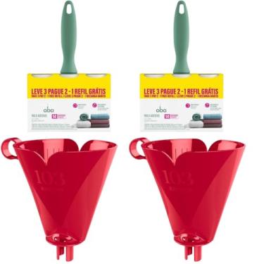 Imagem de Conjunto de 2 Suporte para Filtro de Café 103 Vermelho + 2 Kit Rolo Adesivo 50 Folhas com 2 Refis
