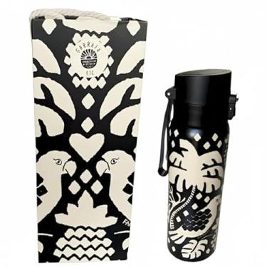 Imagem de Garrafa Térmica, Aço Inoxidável, 650ml, Tampa Hermética com Trava, Base Antiderrapante, Design Tropical, 25cm (650ml, Pássaro preto e branco)